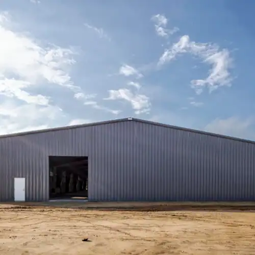 Industrial steel manufacturing facility with overhead crane clearance